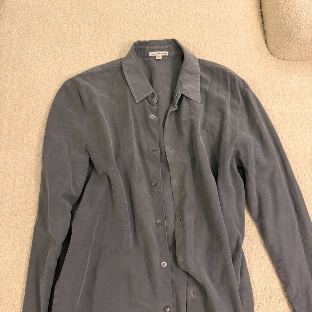 James Perse Standard Slate Grey Snap Button Shirt Sz 2 (M)